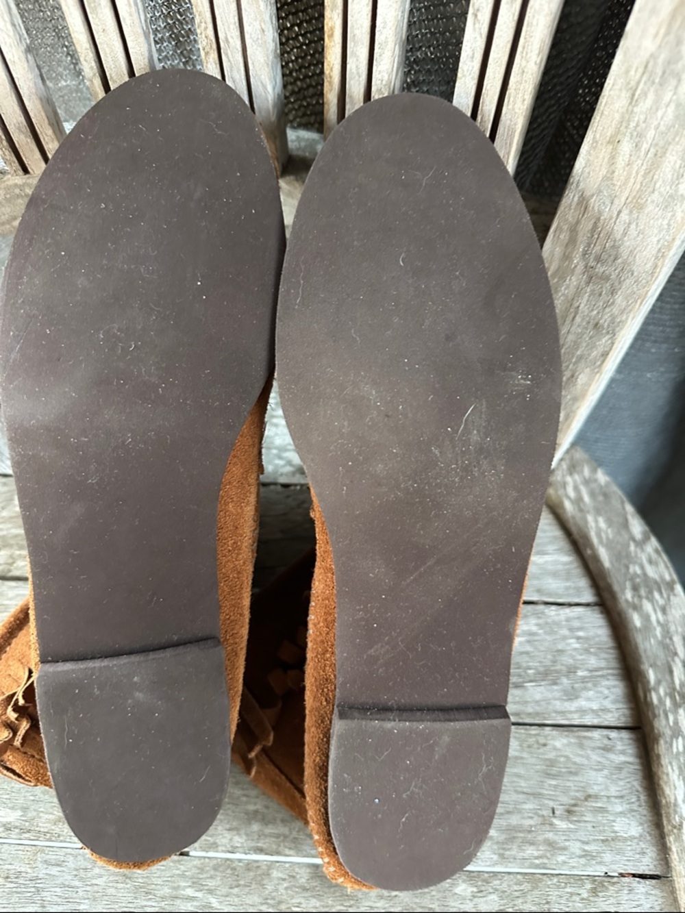 Minnetonka Brown Suede Fringe Ankle Booties 9 - Picture 8 of 14